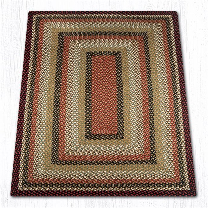 Burgundy/Mustard/Ivory Rectangular Braided Rug 2'x6' Thumbnail