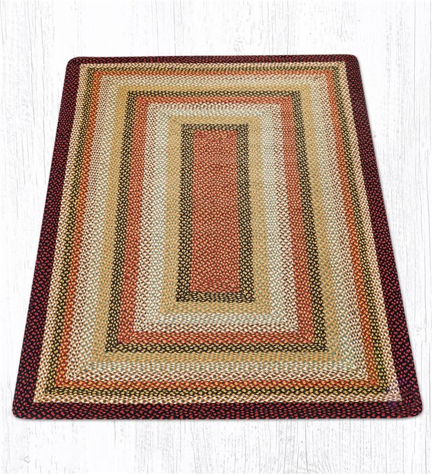 Burgundy/Mustard/Ivory Rectangular Braided Rug 5'x8' Thumbnail