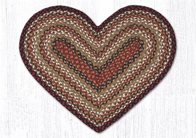 Burgundy/Mustard/Ivory Heart Shaped Braided Rug 20"x30" Thumbnail