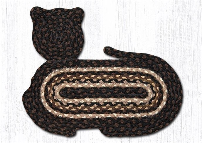 Mocha/Frappuccino Braided Cat Shaped Rug 14.5"x19.5" Thumbnail