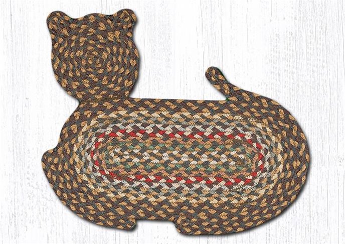 Fir/Ivory Braided Cat Shaped Rug 14.5"x19.5" Thumbnail