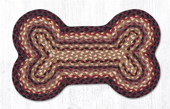 Black Cherry/Chocolate/Cream Medium Braided Dog Bone Shaped Rug 13"x22" Thumbnail