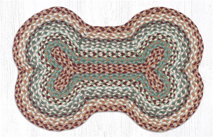 Buttermilk/Cranberry Large Braided Dog Bone Shaped Rug 18"x28" Thumbnail