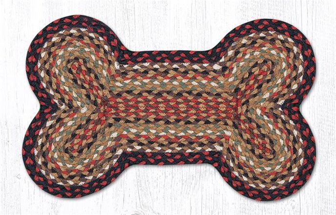 Burgundy/Mustard/Ivory Medium Braided Dog Bone Shaped Rug 13"x22" Thumbnail