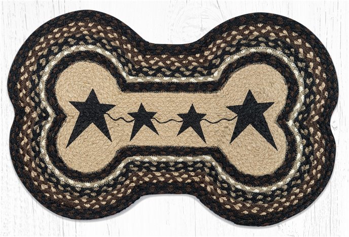 Primitive Stars Black Braided Dog Bone Shaped Rug 18"x28" Thumbnail