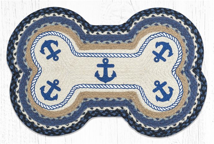 Anchor Braided Dog Bone Shaped Rug 18"x28" Thumbnail