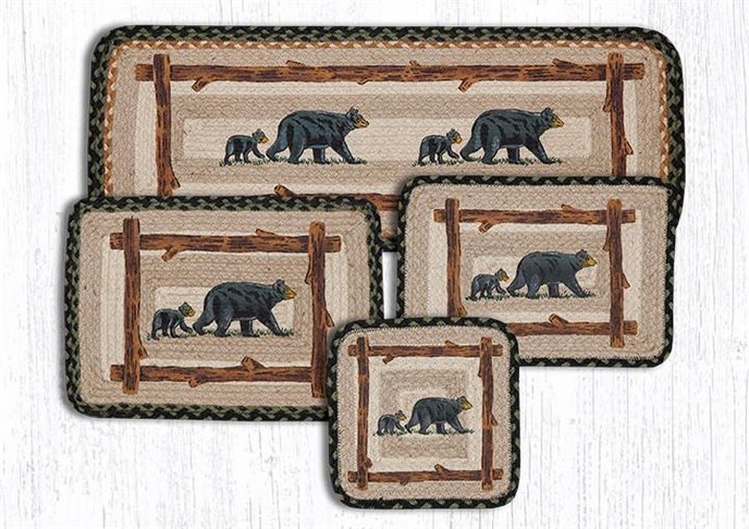 Mama & Baby Bear Rectangular Printed Braided Placemat 13"x19" Thumbnail