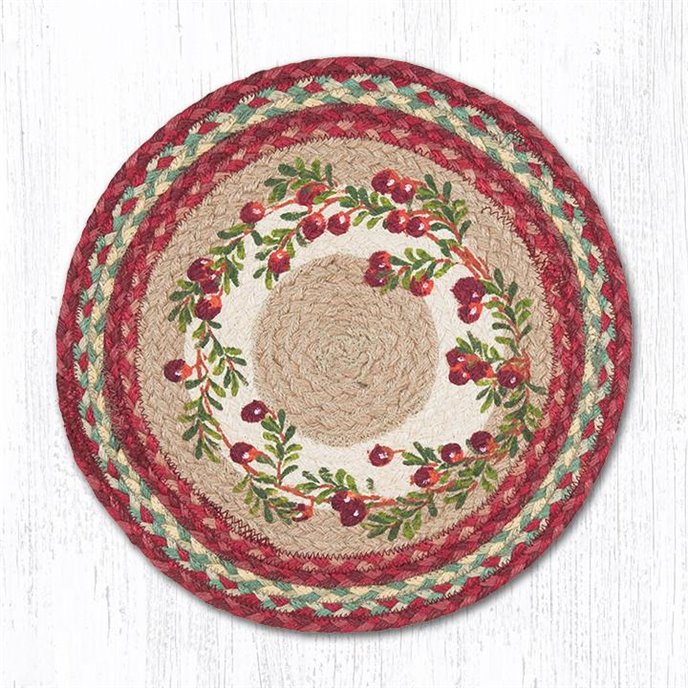 Cranberries Printed Round Braided Placemat 15"x15" Thumbnail