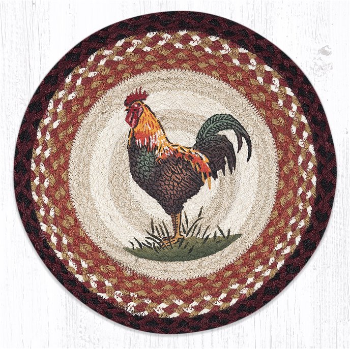 Rustic Rooster Printed Round Braided Placemat 15"x15" Thumbnail