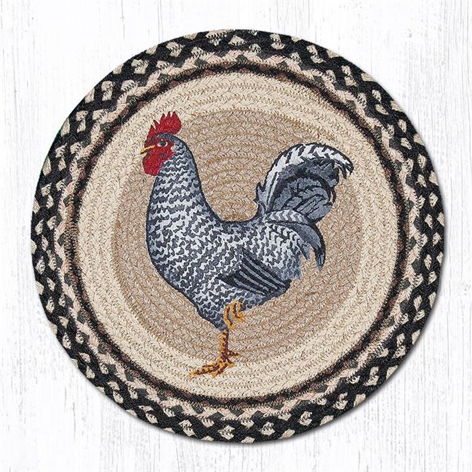 Rooster Printed Round Braided Placemat 15"x15" Thumbnail