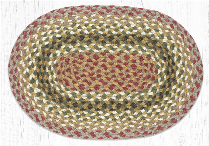 Olive/Burgundy/Gray Jute Braided Placemat 13"x19" Thumbnail