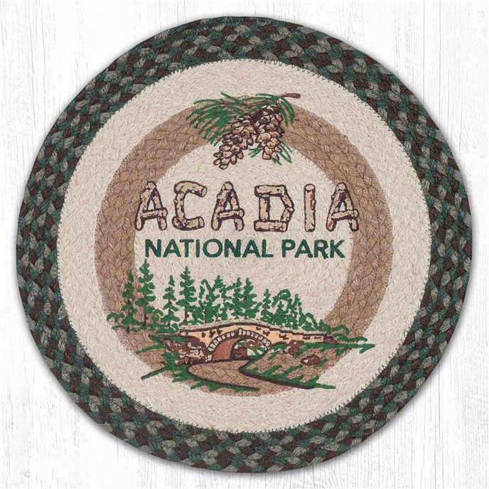 Acadia Bridge Printed Round Braided Placemat 15"x15" Thumbnail