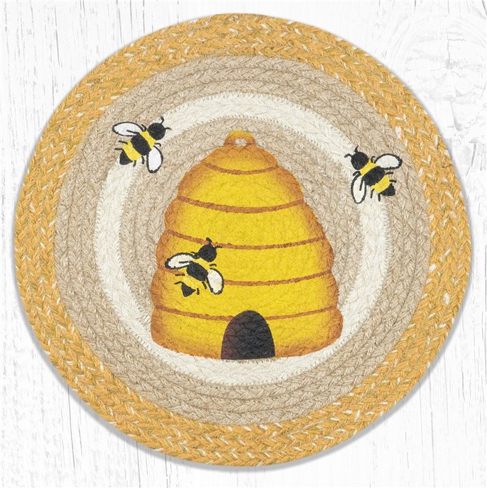 Beehive Printed Round Braided Placemat 15"x15" Thumbnail