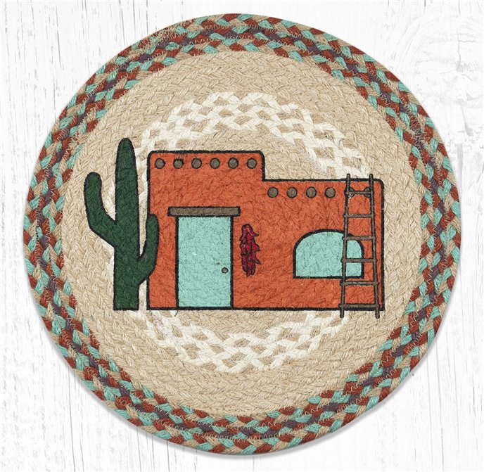 Adobe Home Printed Round Braided Placemat 15"x15" Thumbnail