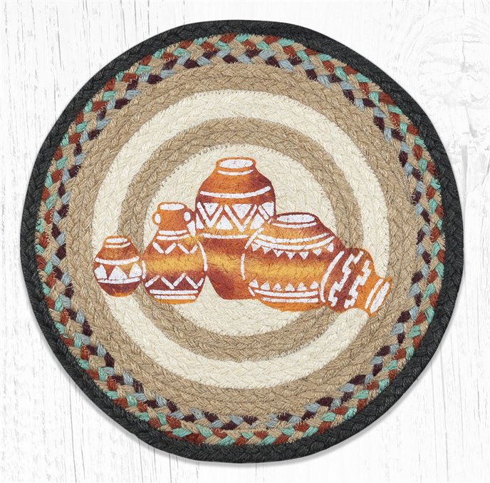 Pottery Printed Round Braided Placemat 15"x15" Thumbnail