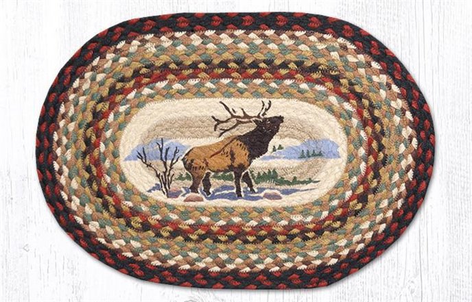 Winter Elk Oval Braided Placemat 13"x19" Thumbnail