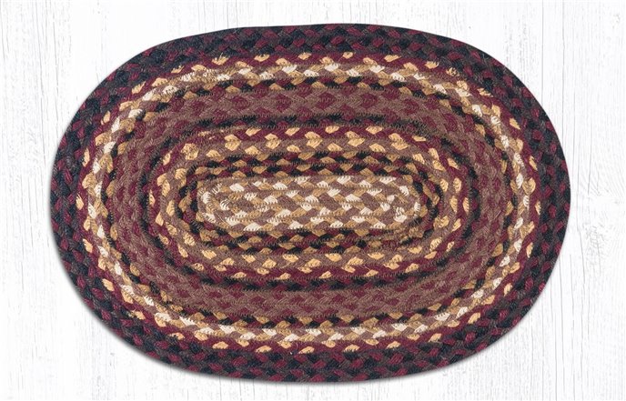 Black Cherry/Chocolate/Cream Jute Braided Placemat 13"x19" Thumbnail