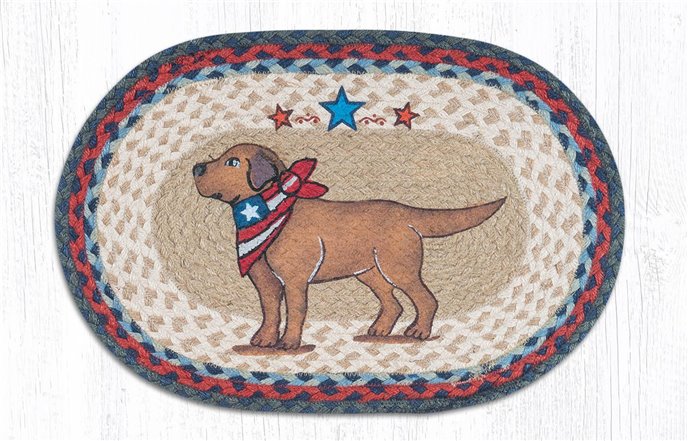 Yellow Lab Oval Braided Placemat 13"x19" Thumbnail