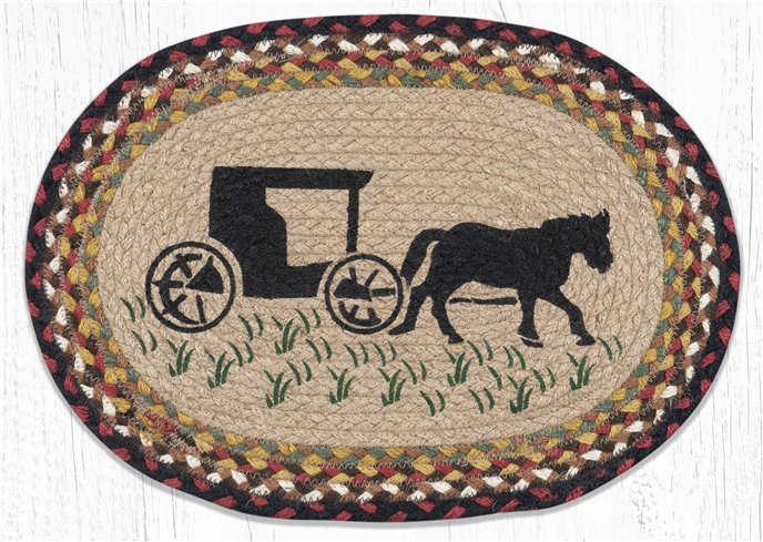 Amish Buggy Oval Braided Placemat 13"x19" Thumbnail