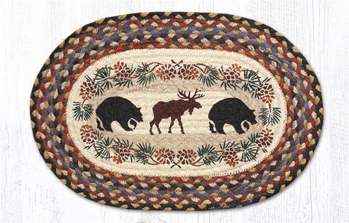 Bear/Moose Oval Braided Placemat 13"x19" Thumbnail