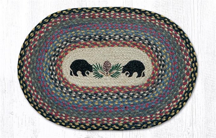 Black Bears Oval Braided Placemat 13"x19" Thumbnail