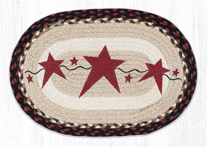 Primitive Star Burgundy Oval Braided Placemat 13"x19" Thumbnail