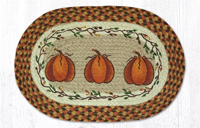 Harvest Pumpkin Oval Braided Placemat 13"x19" Thumbnail