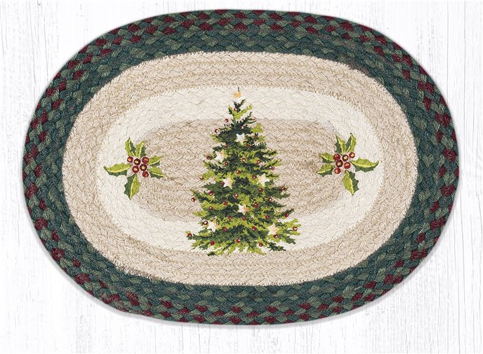 Christmas Joy Tree Oval Braided Placemat 13"x19" Thumbnail