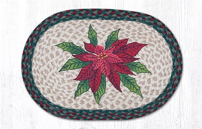 Poinsettia Oval Braided Placemat 13"x19" Thumbnail