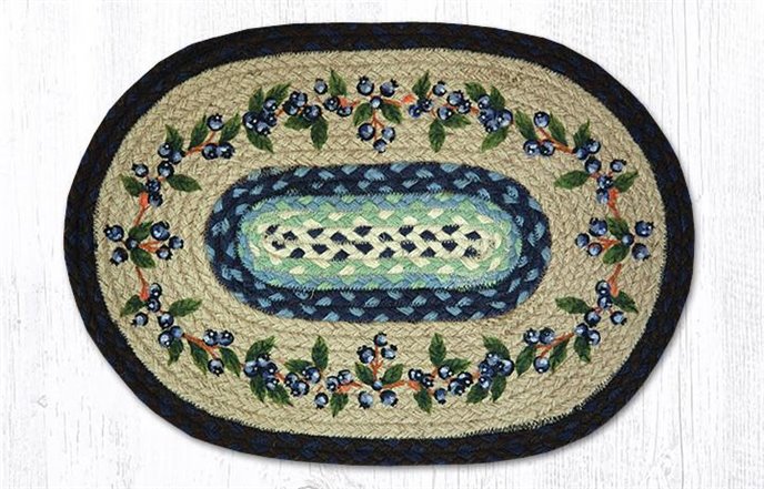 Blueberry Vine Oval Braided Placemat 13"x19" Thumbnail