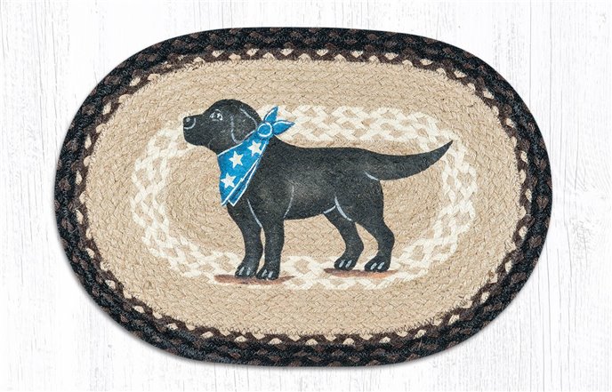 Black Lab Oval Braided Placemat 13"x19" Thumbnail