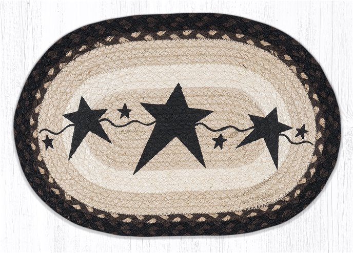 Primitive Star Black Oval Braided Placemat 13"x19" Thumbnail