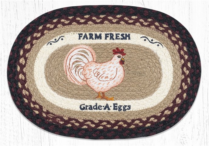 Farmhouse Chicken Oval Braided Placemat 13"x19" Thumbnail