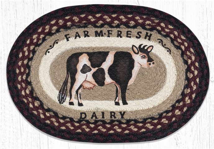 Farmhouse Cow Oval Braided Placemat 13"x19" Thumbnail