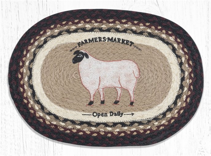 Farmhouse Sheep Oval Braided Placemat 13"x19" Thumbnail