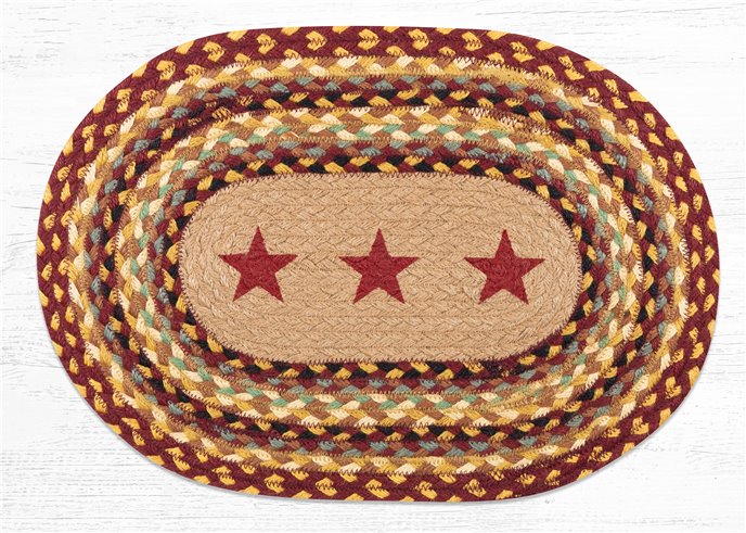Burgundy Stars Oval Braided Placemat 13"x19" Thumbnail