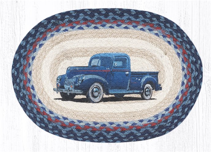 Blue Truck Oval Braided Placemat 13"x19" Thumbnail