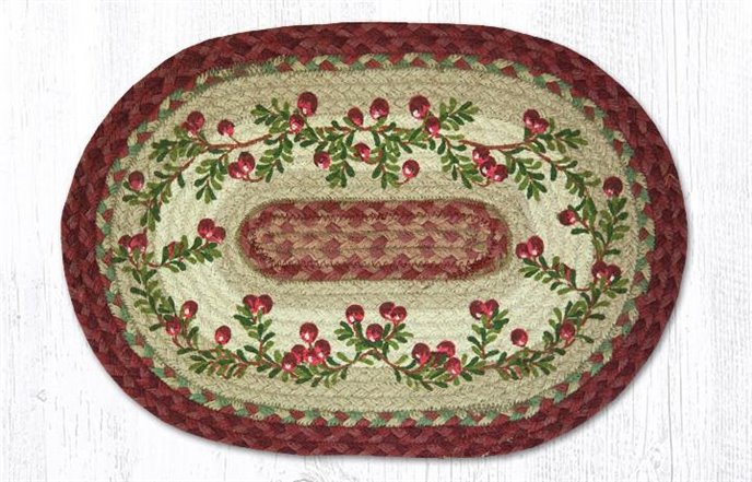 Cranberries Oval Braided Placemat 13"x19" Thumbnail