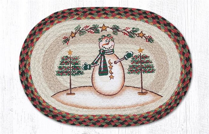 Moon & Star Snowman Oval Braided Placemat 13"x19" Thumbnail