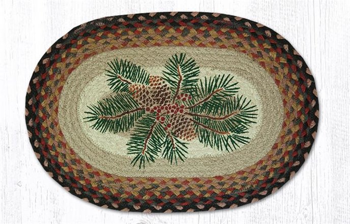 Pinecone Red Berry Oval Braided Placemat 13"x19" Thumbnail