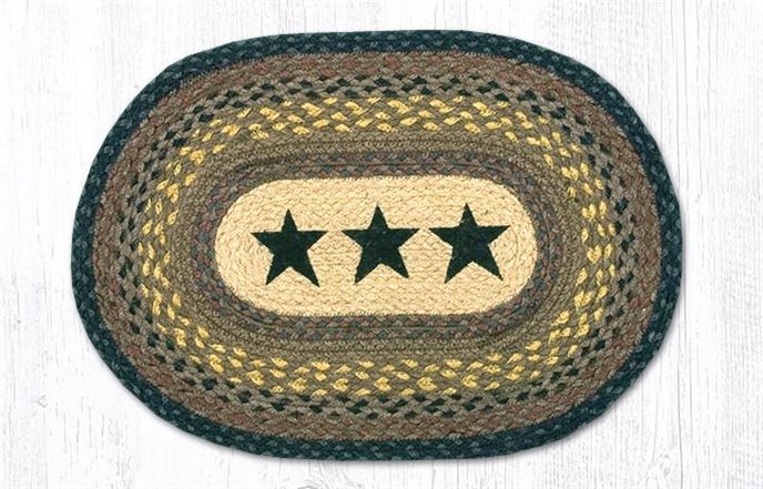 Black Stars Oval Braided Placemat 13"x19" Thumbnail