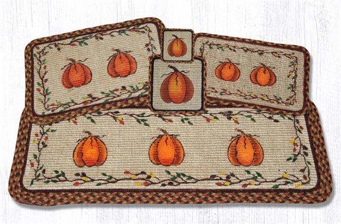 Harvest Pumpkin Wicker Weave Braided Placemat 13"x19" Thumbnail