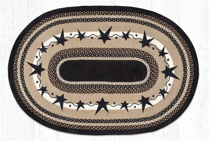 Primitive Stars Black Oval Braided Rug 3'x5' Thumbnail