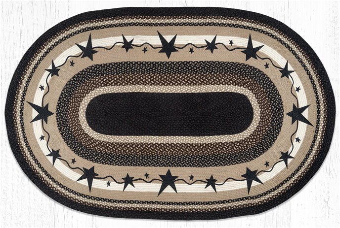 Primitive Stars Black Oval Braided Rug 4'x6' Thumbnail