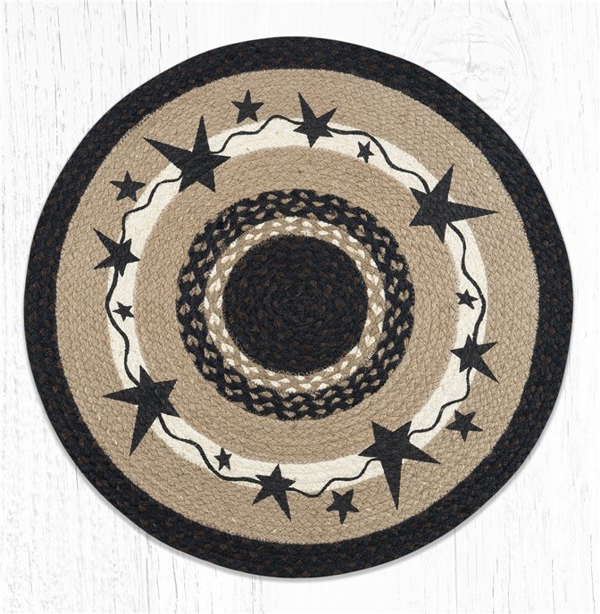 Primitive Stars Black Round Braided Rug 27"x27" Thumbnail