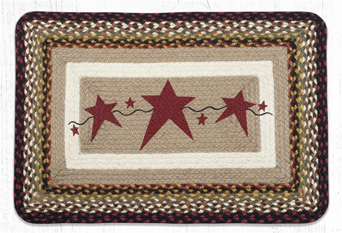 Primitive Stars Burgundy Rectangular Braided Rug 20"x30" Thumbnail