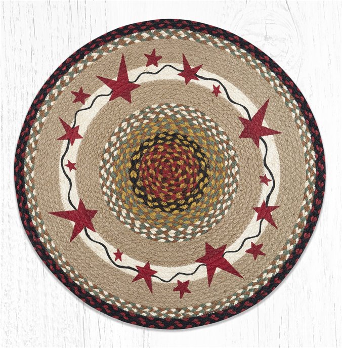 Primitive Stars Burgundy Round Braided Rug 27"x27" Thumbnail