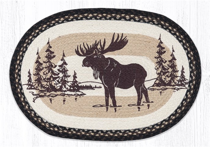 Moose Silhouette Oval Braided Rug 20"x30" Thumbnail