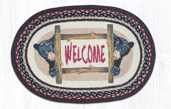 Bear Welcome Oval Braided Rug 20"x30" Thumbnail