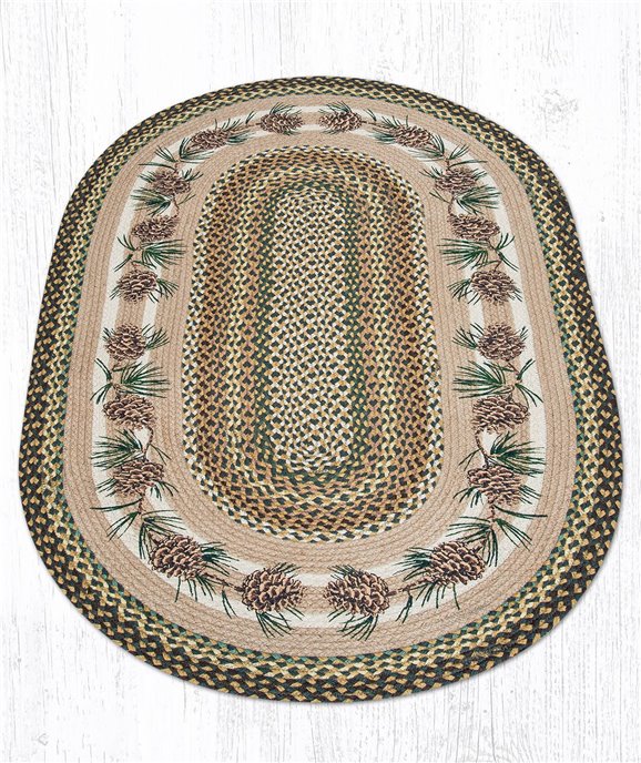 Needles & Cones Oval Braided Rug 3'x5' Thumbnail